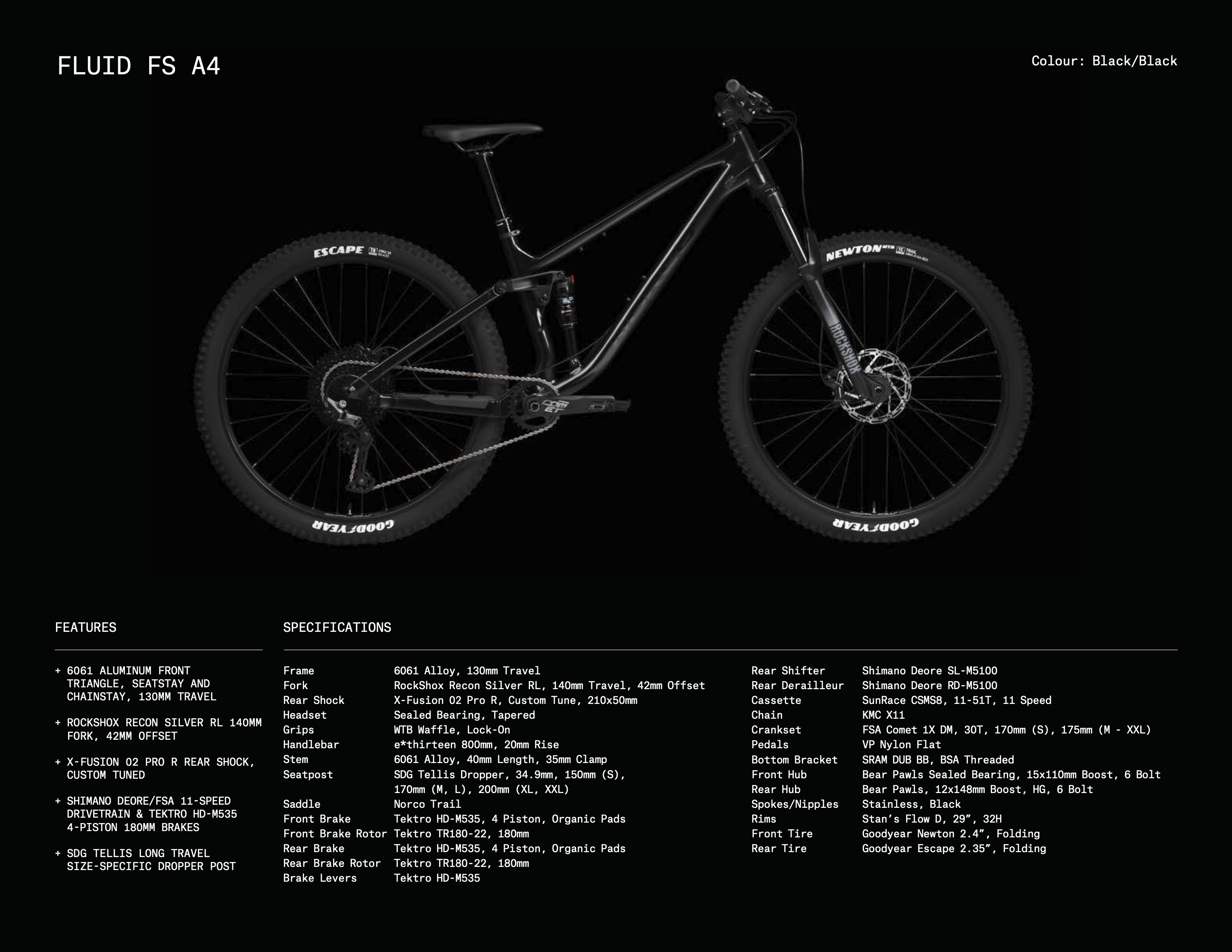 Fluid mountain best sale bike size chart