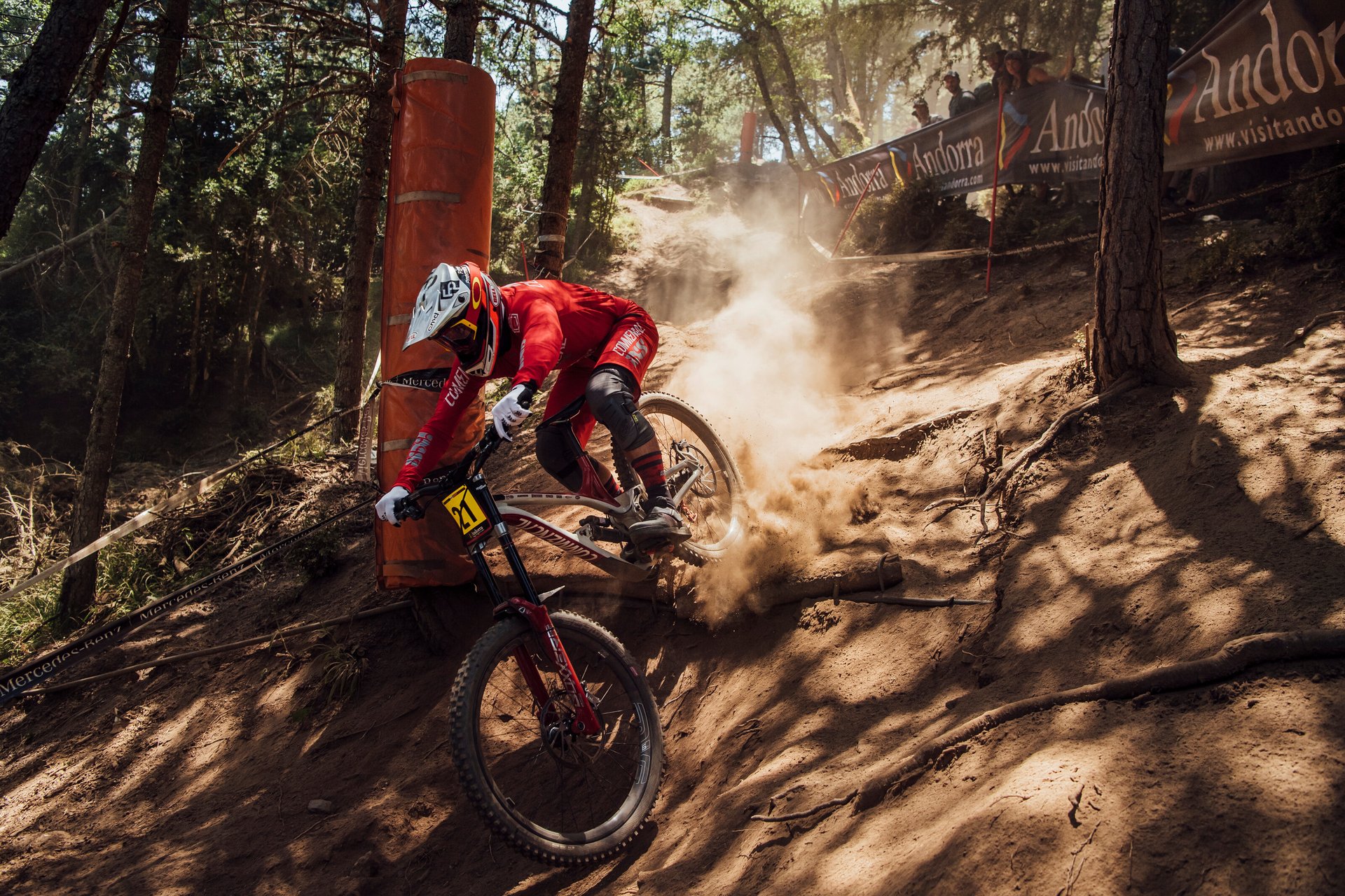 Remi Thirion shining on the Andorra DH World Cup track 2019