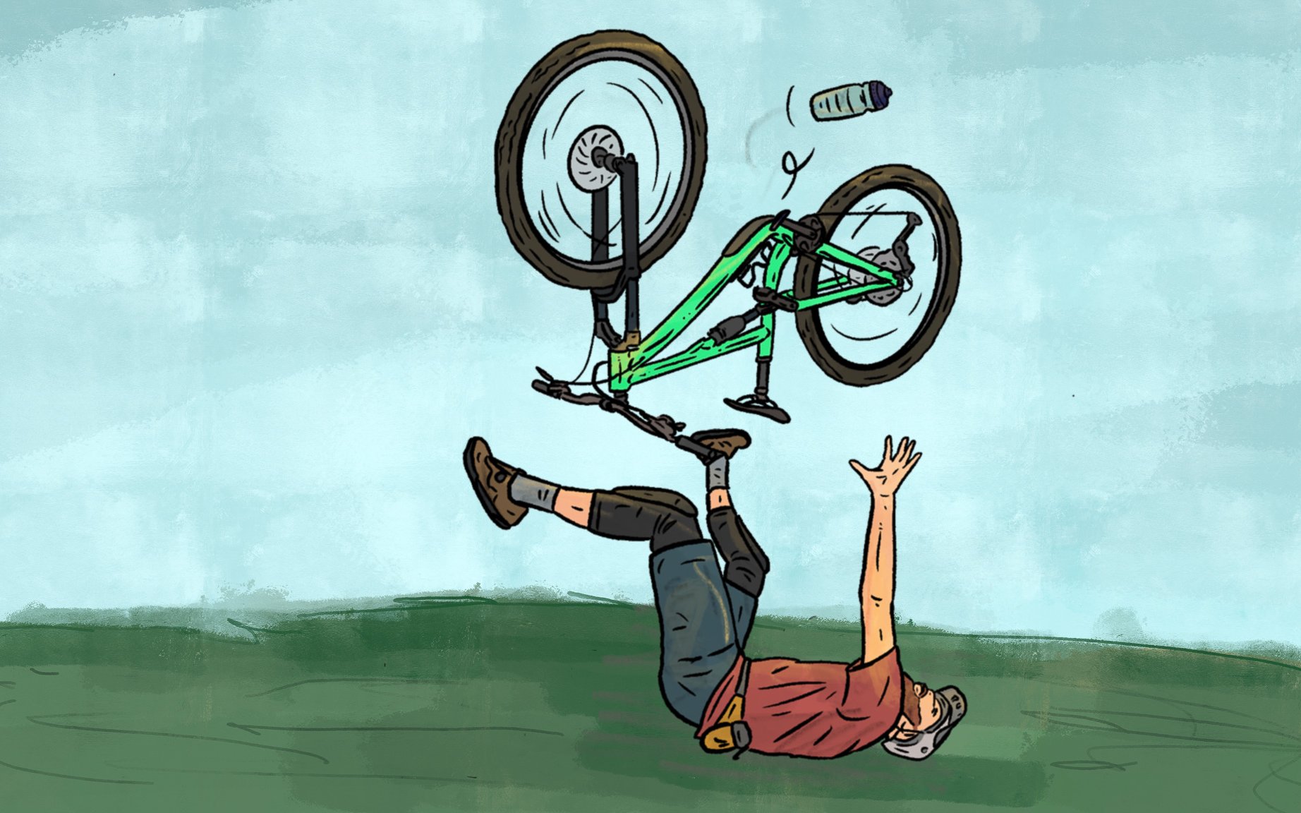 A man crashes a bike