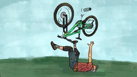 A man crashes a bike