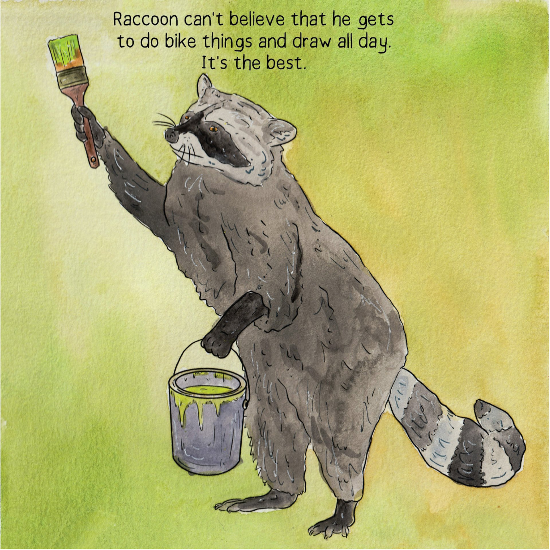 A raccoon painting