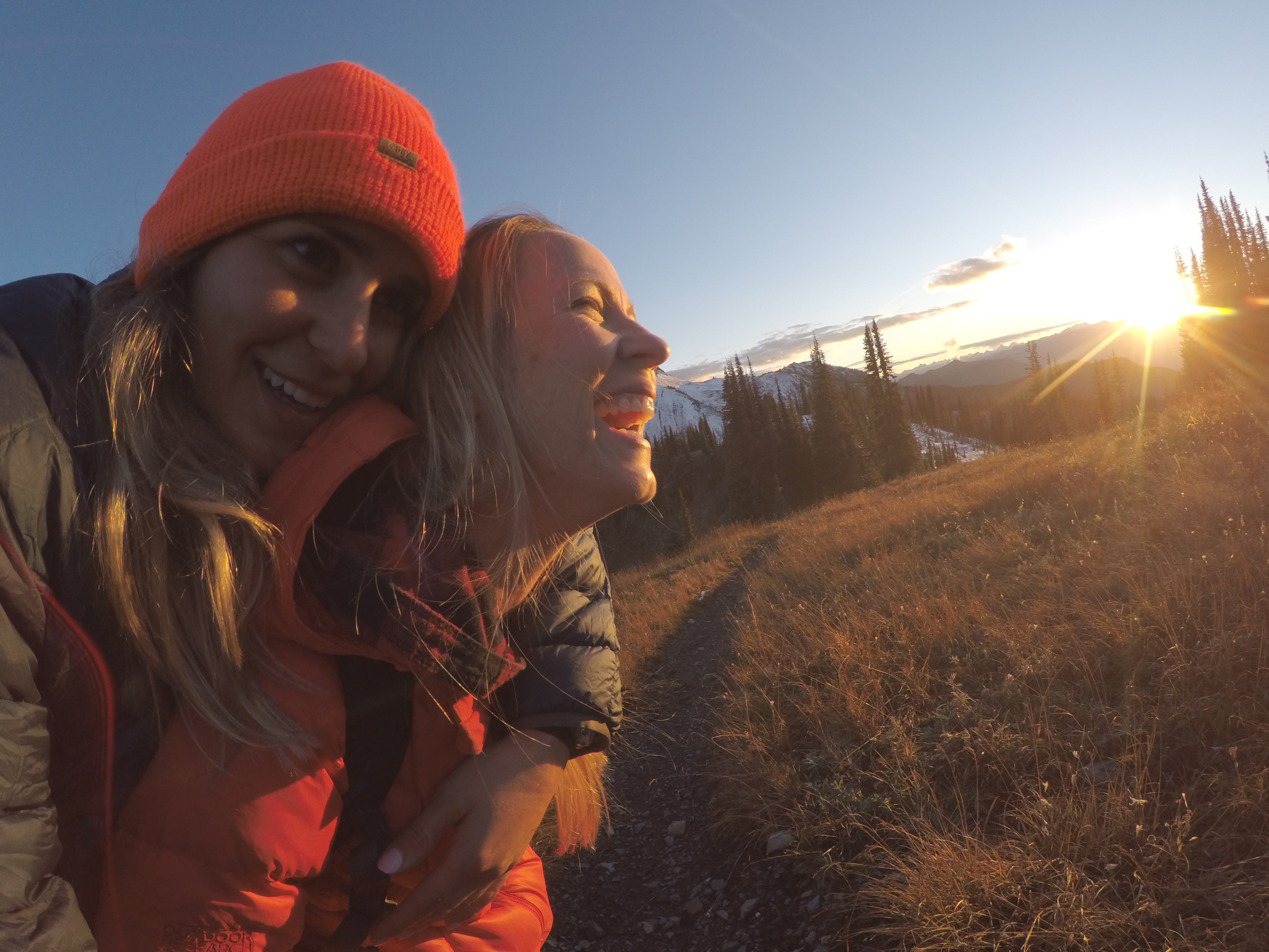 Sunrise sillys on Reco Peak with Micayla and Lacey