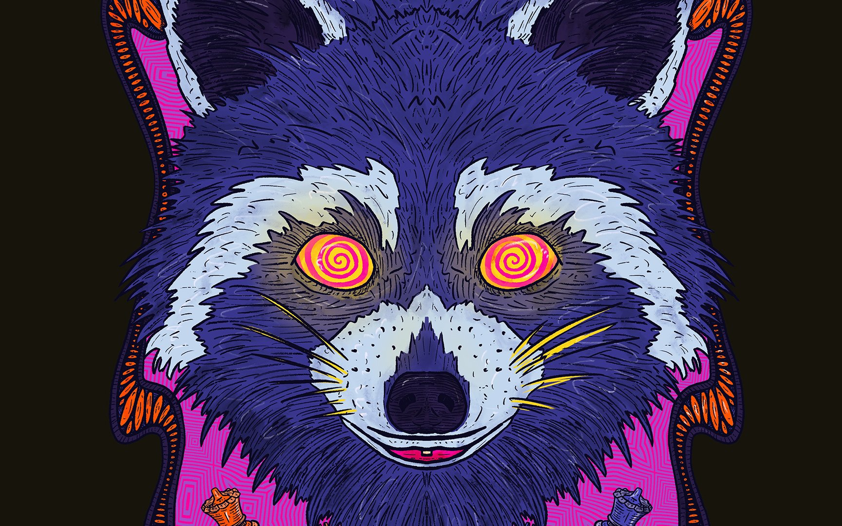 A raccoon that may or may not have taken acid.