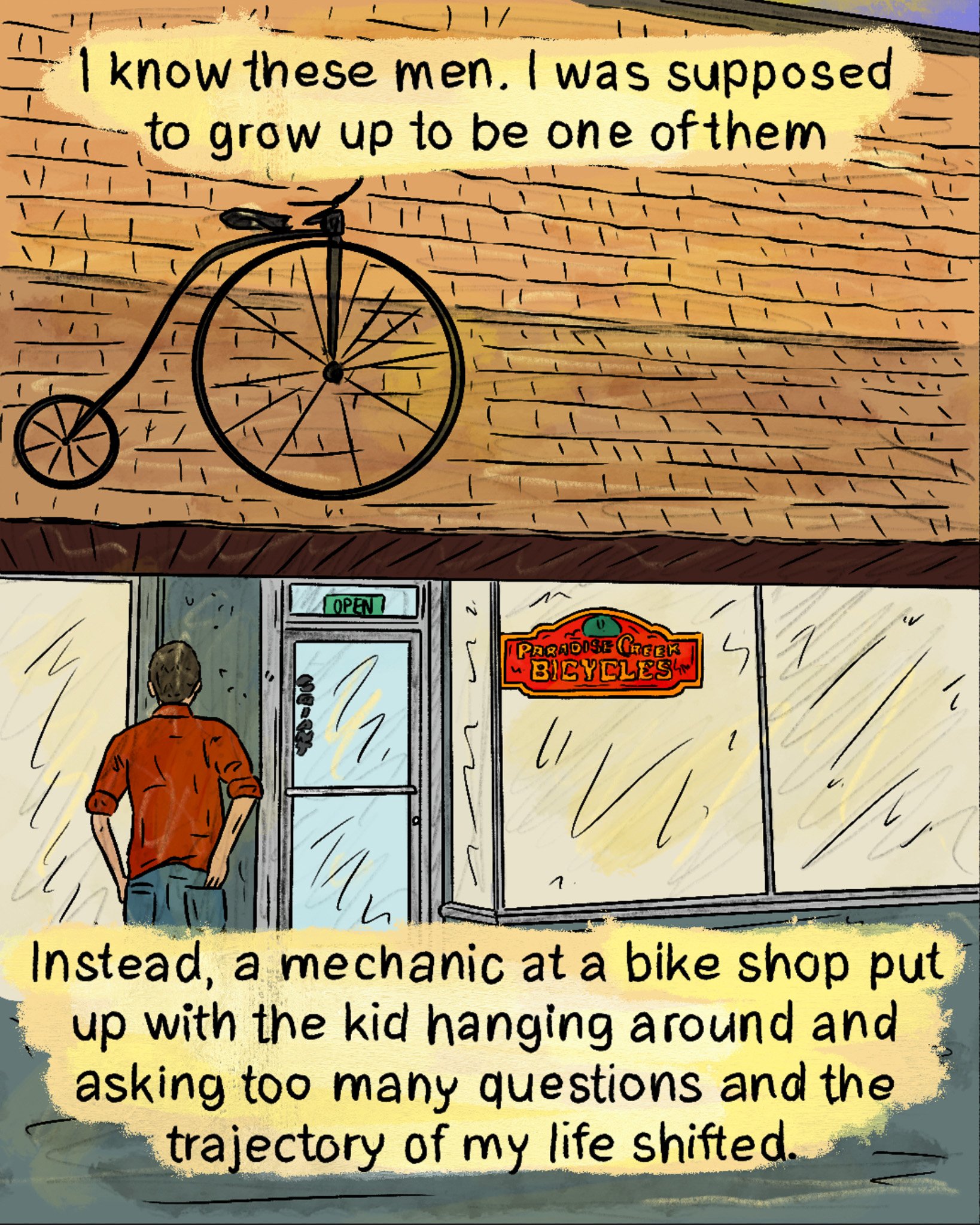 A kid at a bike shop