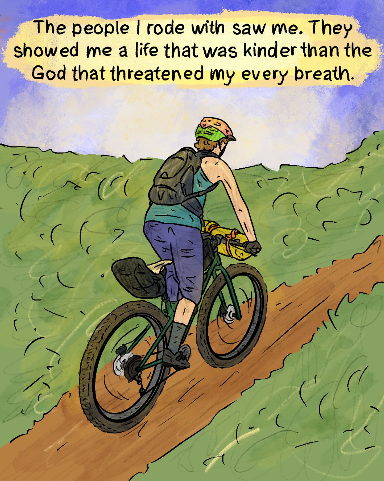 A woman riding a bike