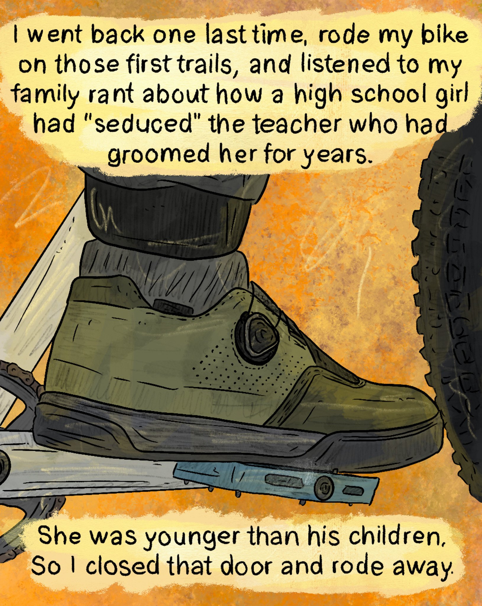 A foot on a pedal