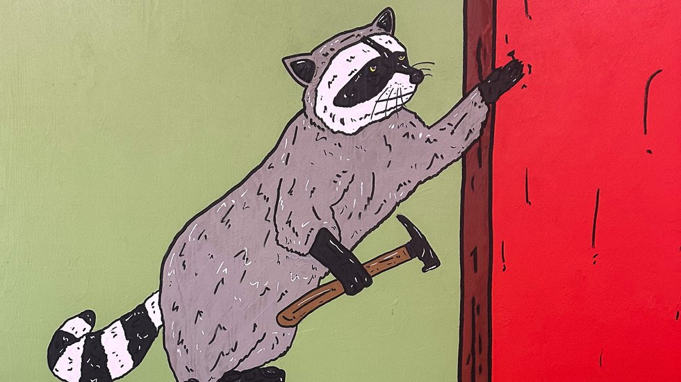 A Raccoon with a hammer