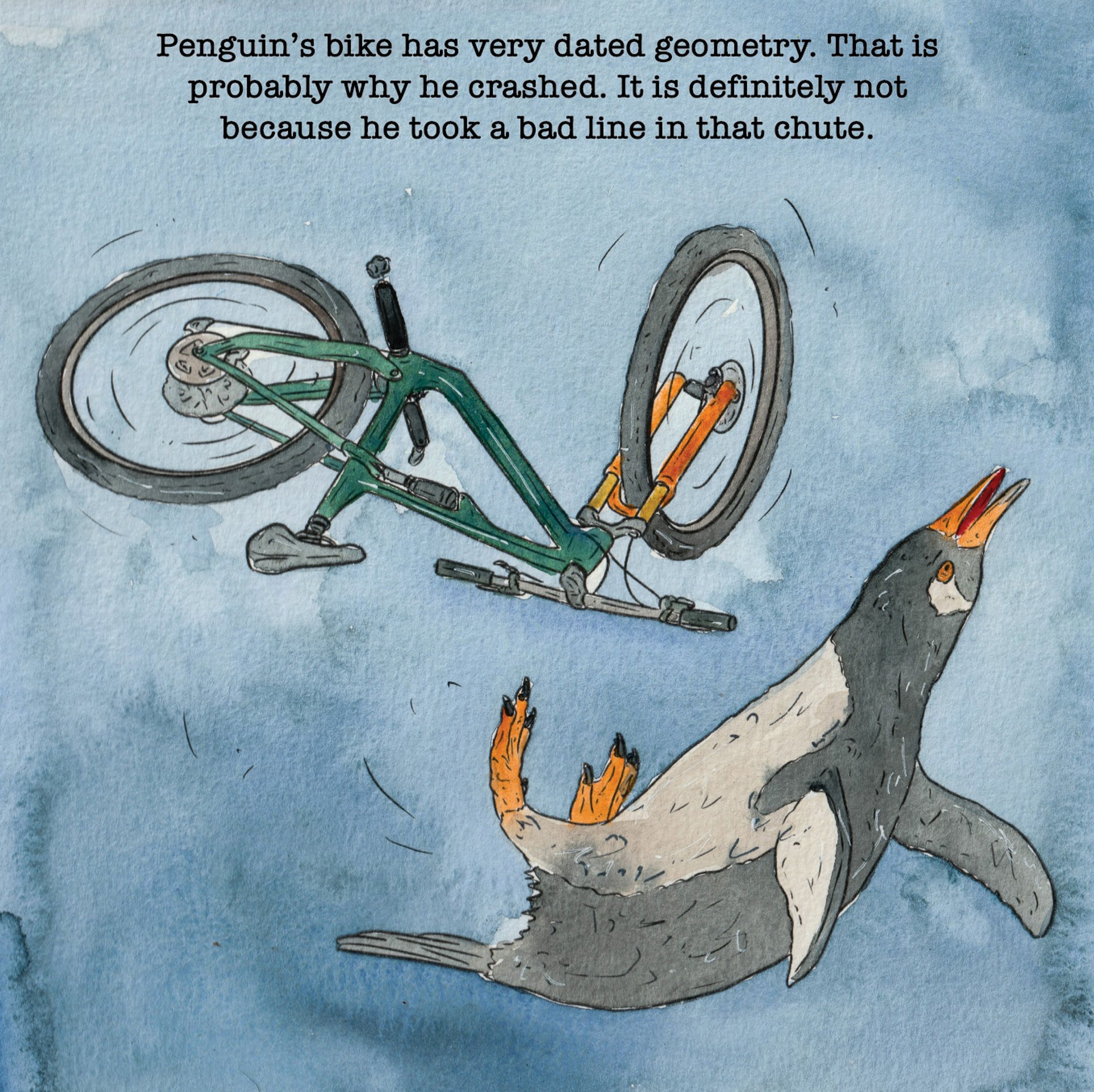 A penguin crashing
