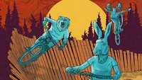 A bunch of animals riding bikes