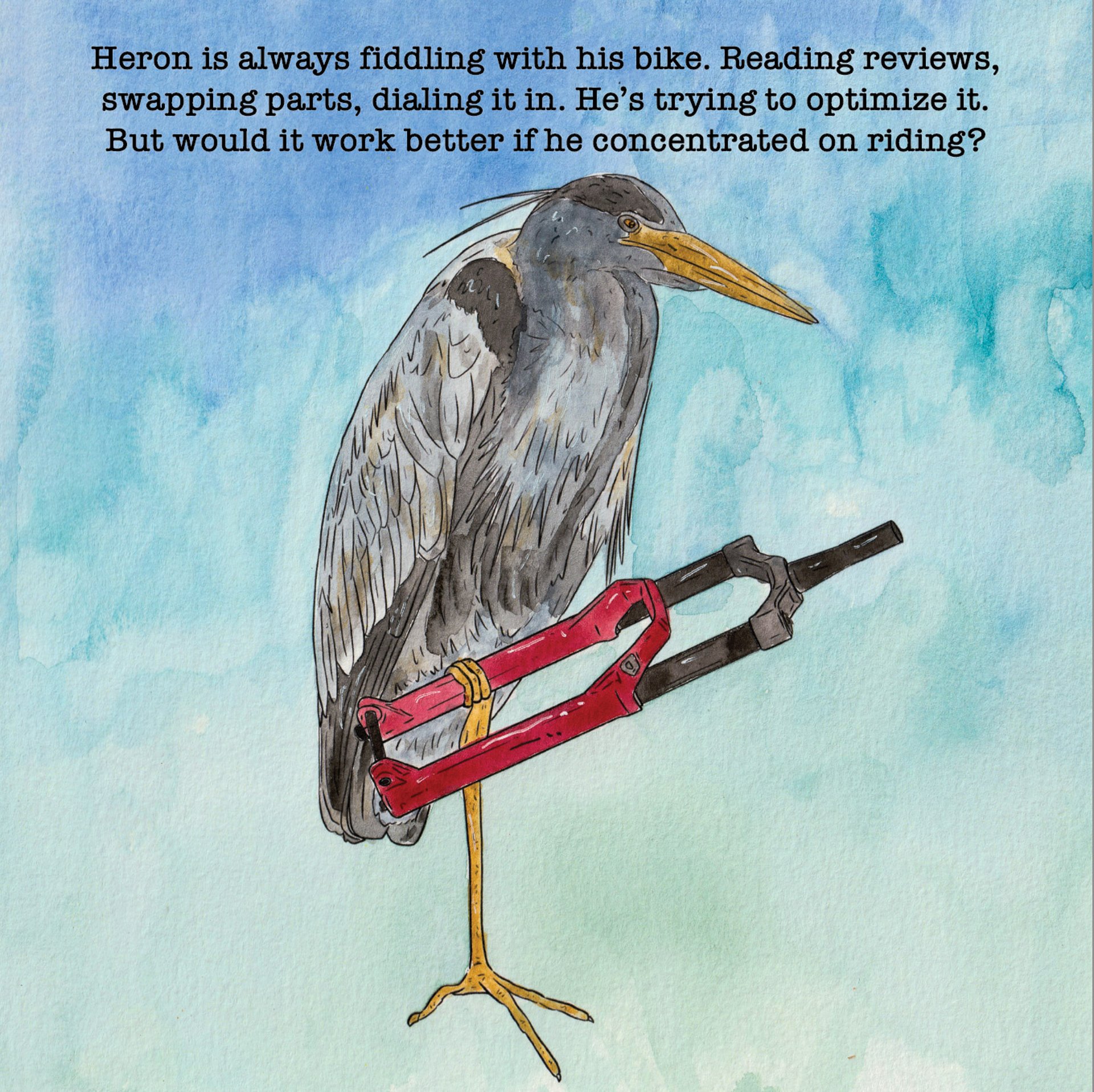 a Herron holding a fork