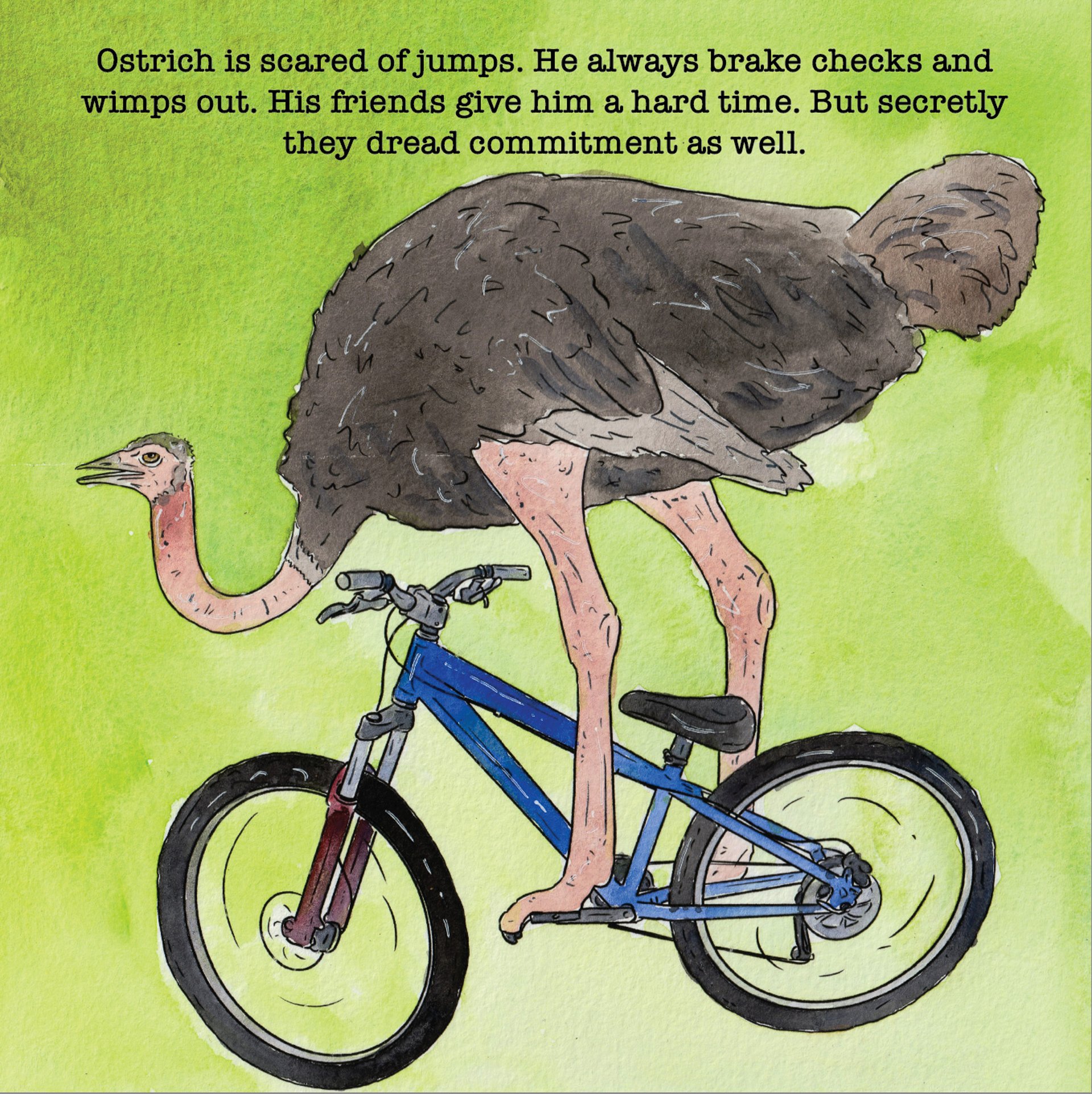An ostrich who is bad at jumps.