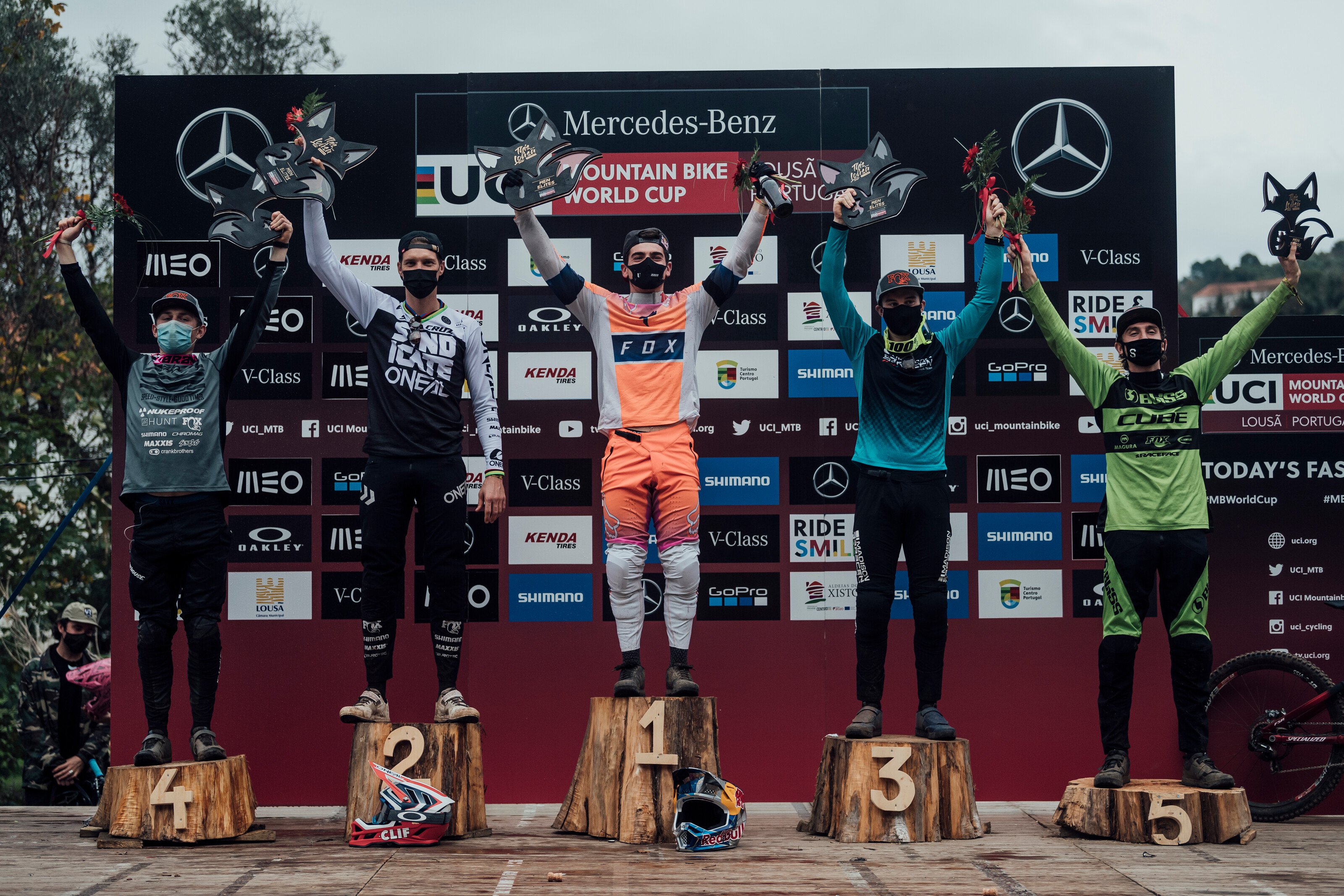 The final podium of 2020, Lousã DH World Cup
