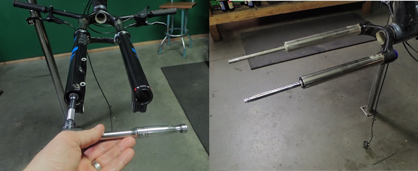 RockShox fork service. Basic lower lube.