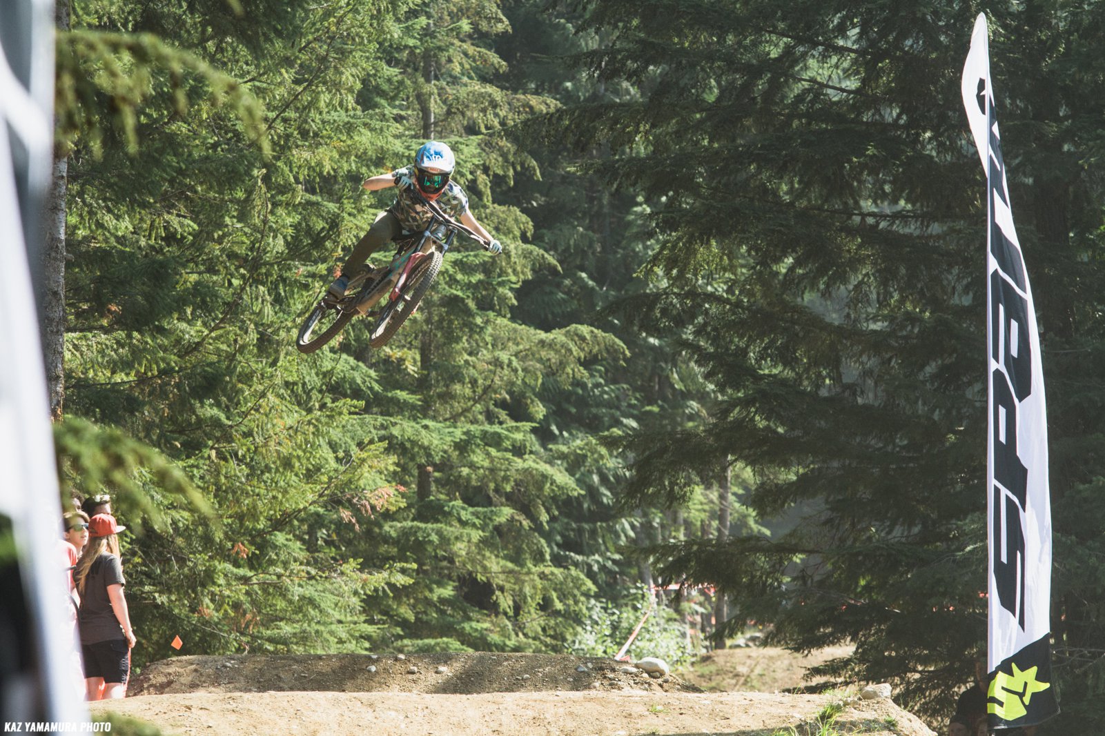 Casey Brown on the set-up jump on the way to 1st.