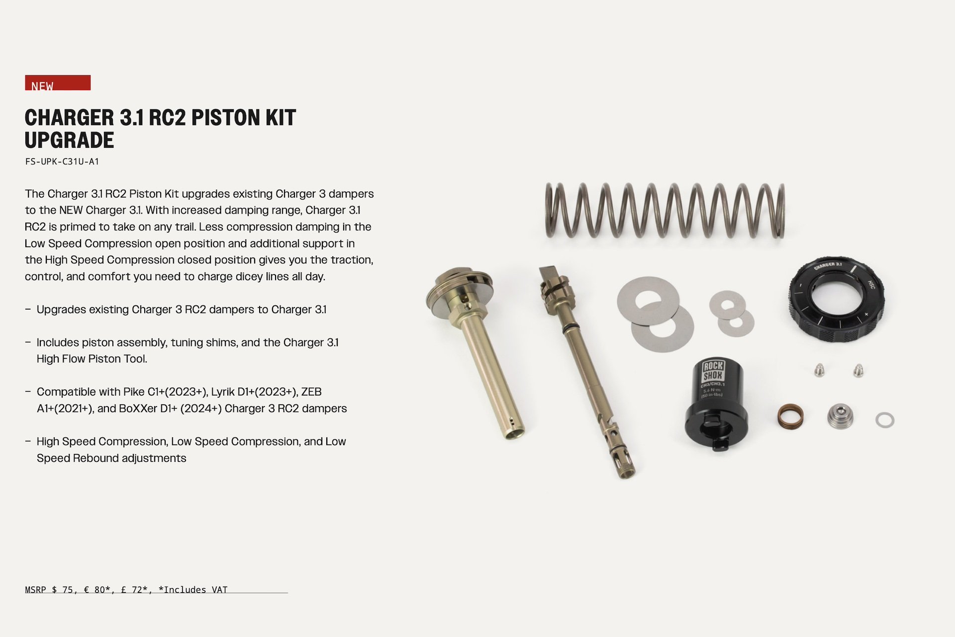 charger 3 1 rc2 piston upgrade kit