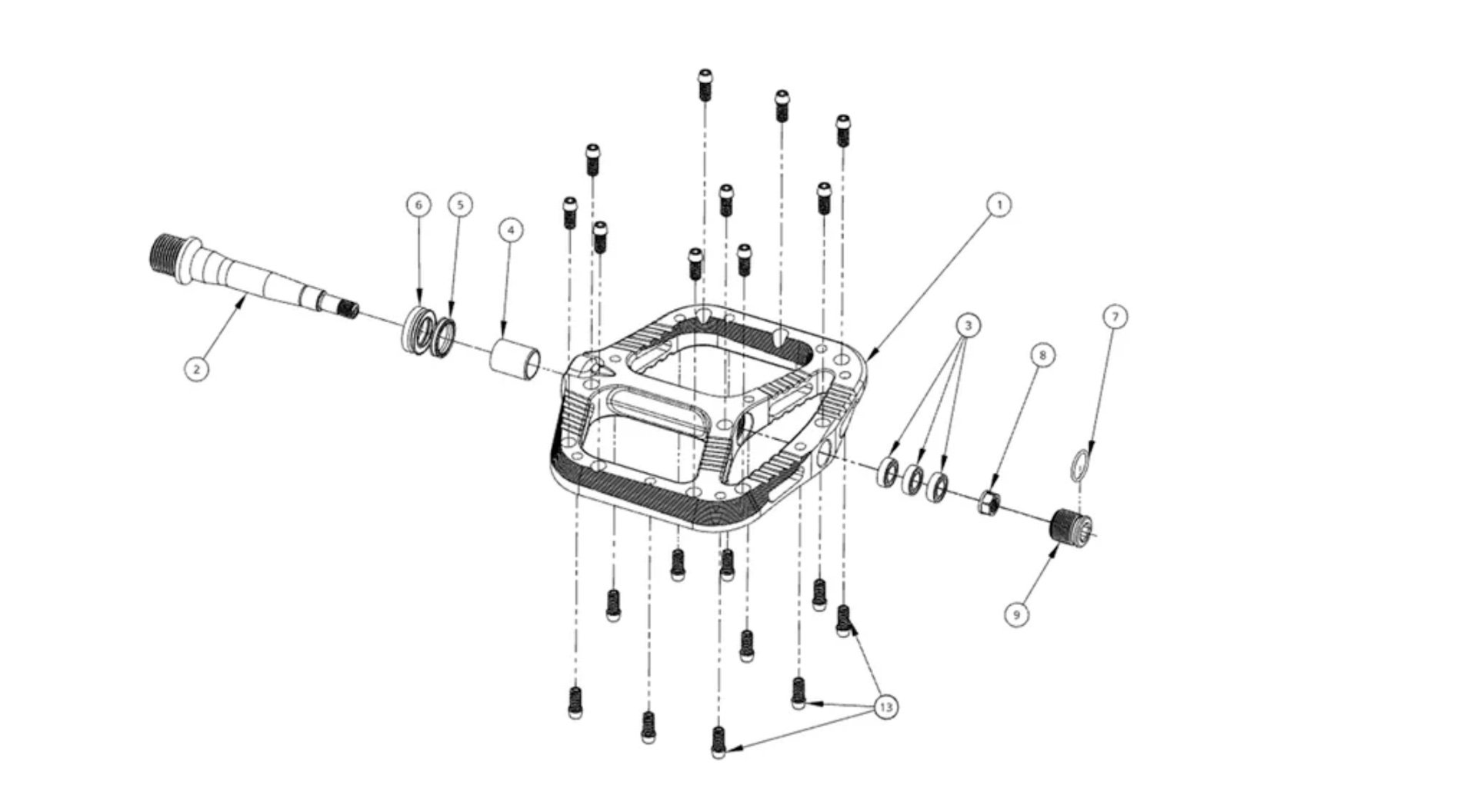 oneup pedals exploded view