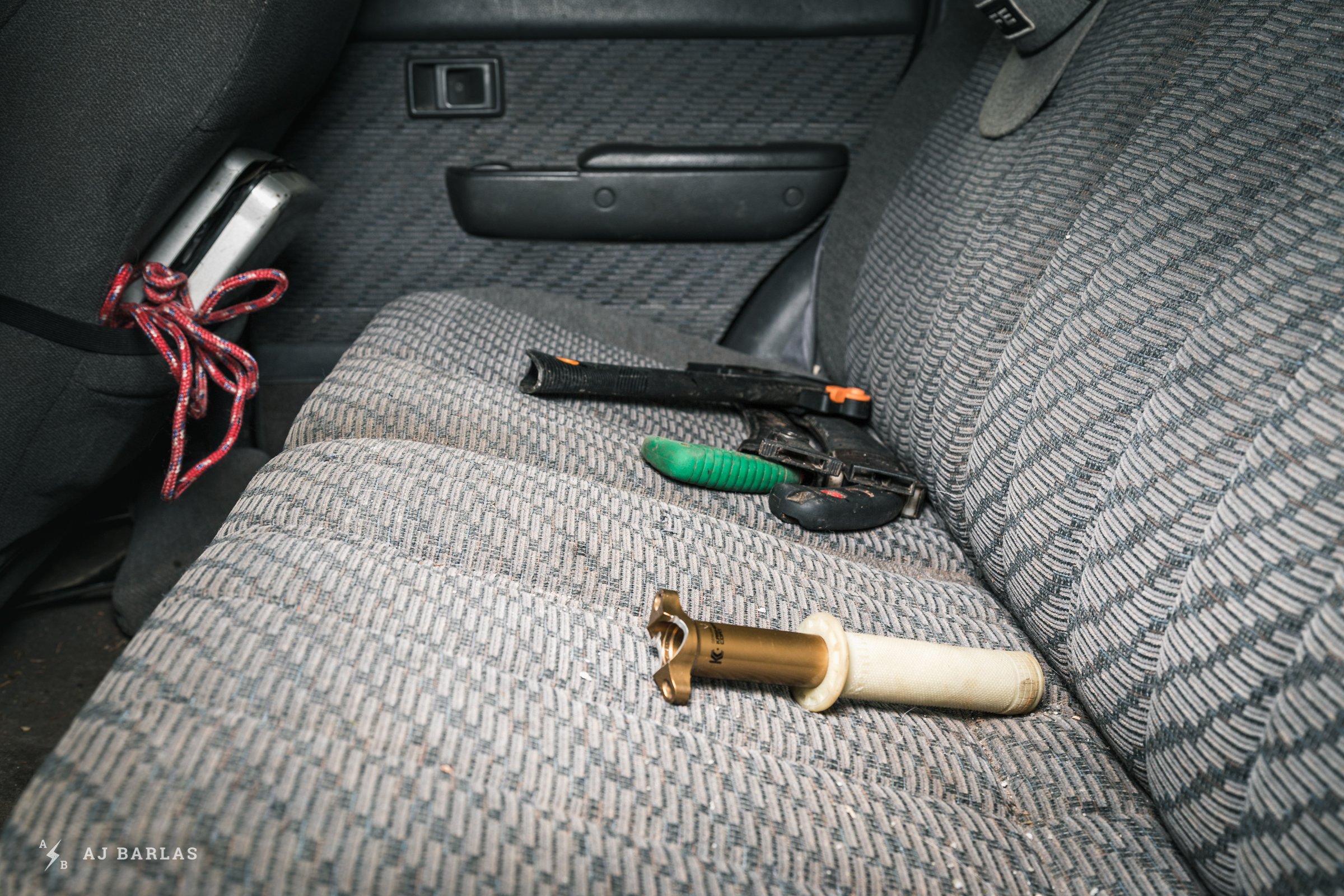 Owen Foster's Toyota 4Runner with tools in the back seat