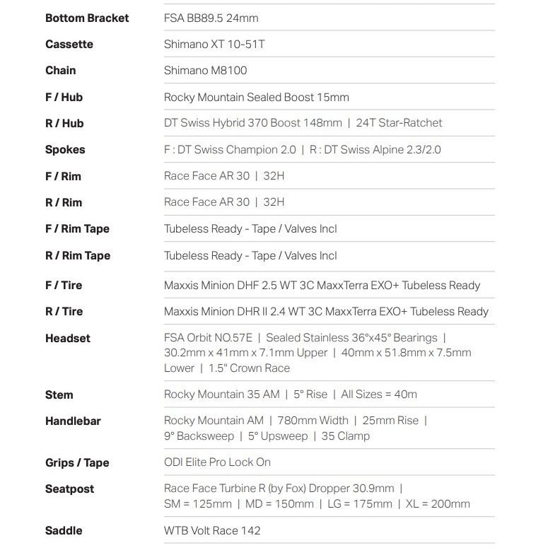 rocky mountain instinct powerplay specs 1