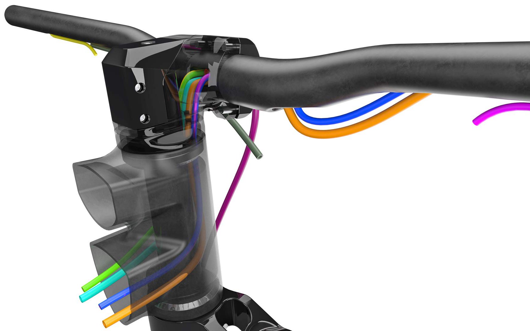 Stem with shop internal cable routing