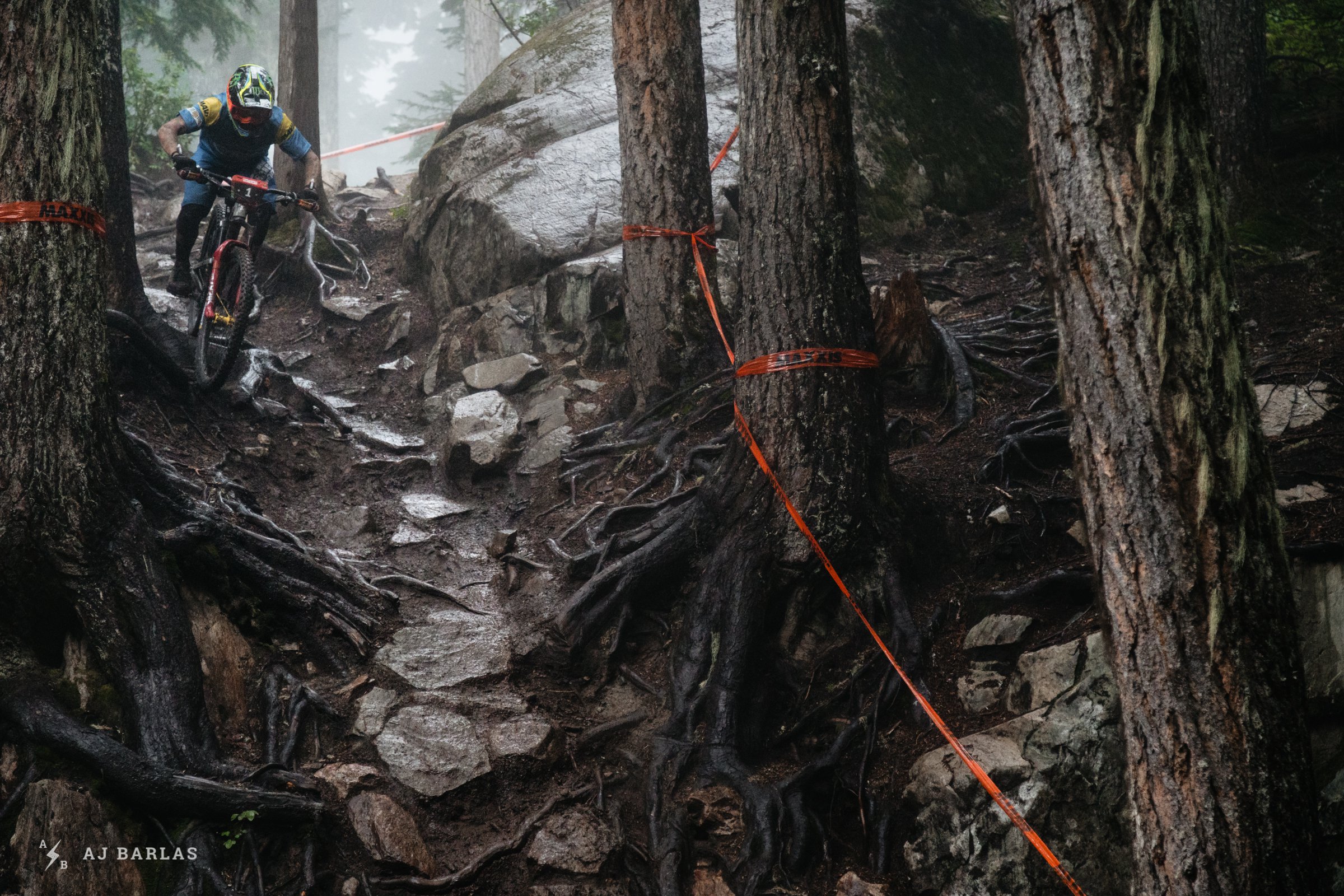 Sam Hill was one of only two riders to take this line in to the roll. Smoooooth.